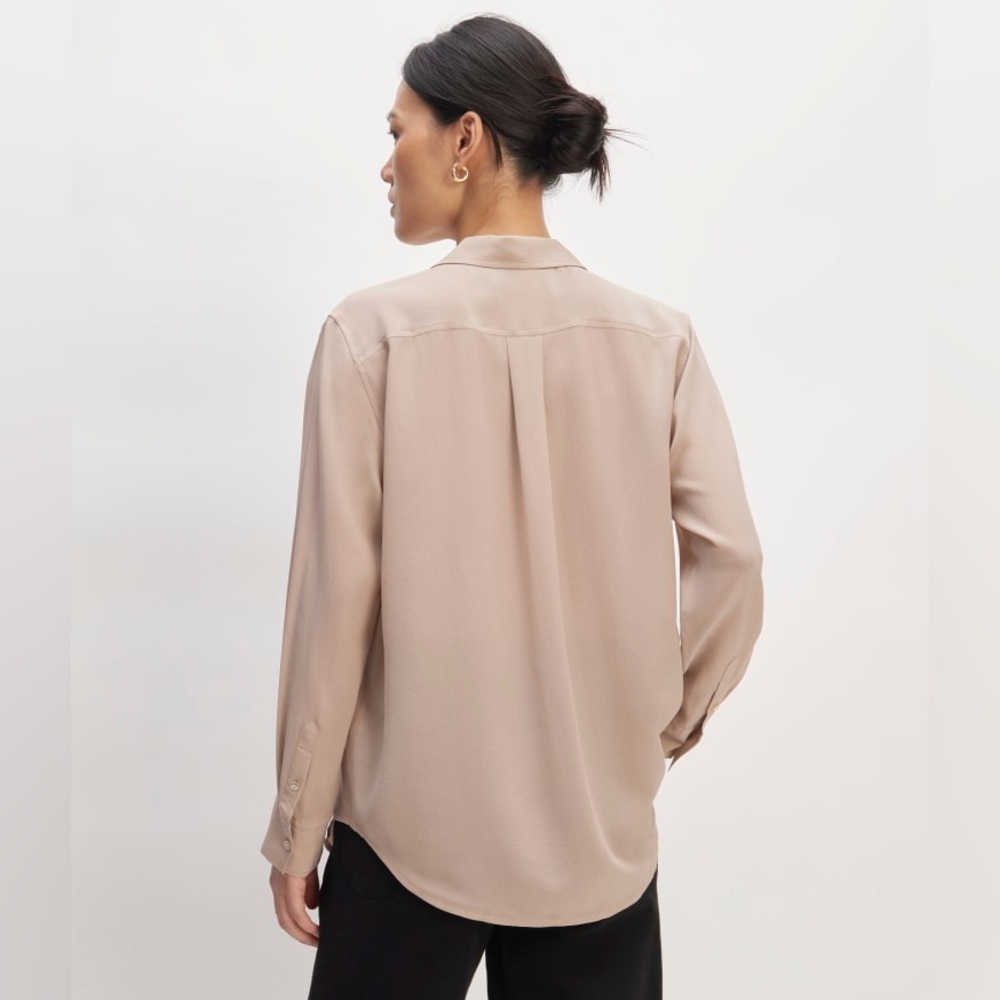 Everlane The Utility Shirt in Washable Silk ‘Burnt Sugar’ Brown Size 0 $150 - Picture 14 of 15